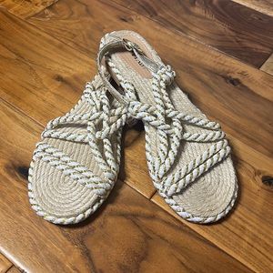 White Criss Cross Flat Sandals